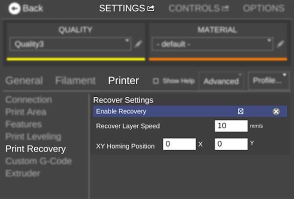 最新MatterControl 1.6：具有打印恢復功能